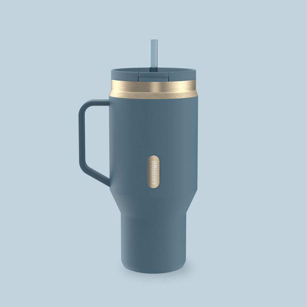 30 oz SnapSealT Tumbler (w/ Straw & Handle) - Denim Champagne